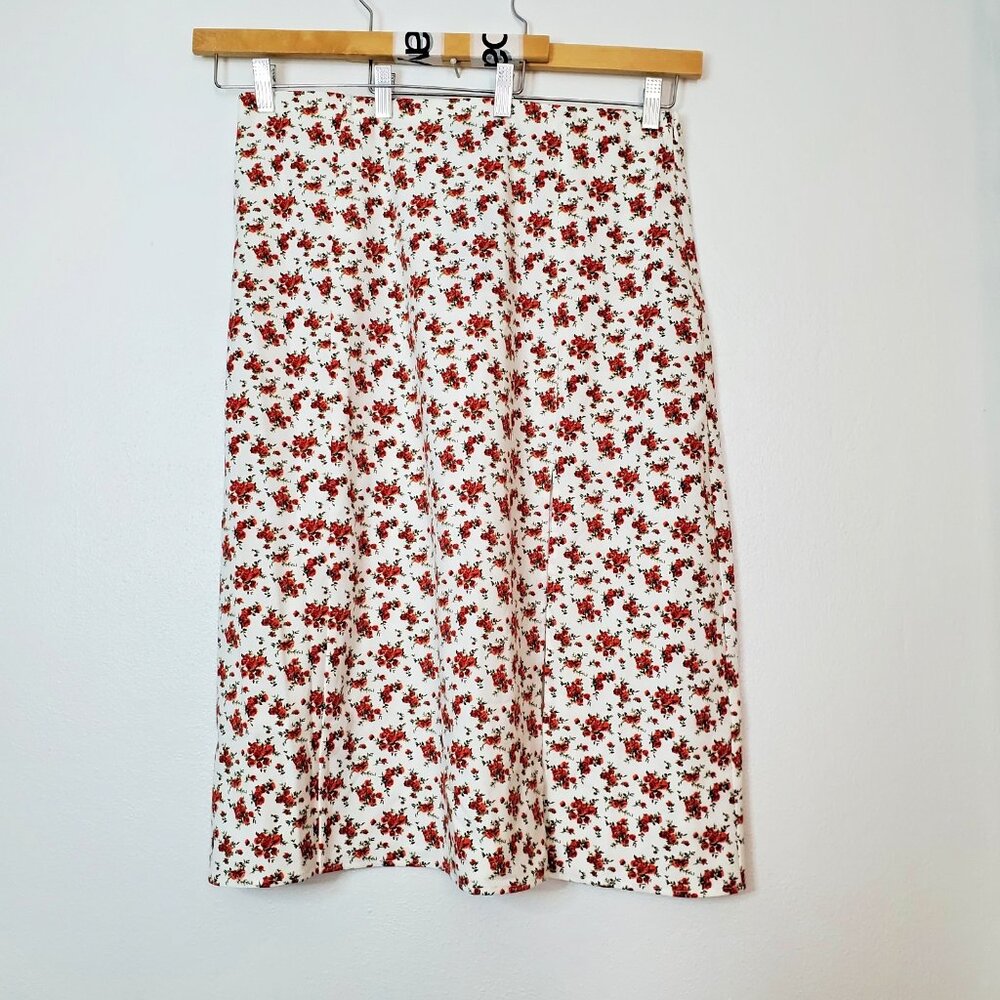 Daniel Bernstein Plus Size Skirt Size 1X Front Slit Small Rose Print Side Zip - Picture 2 of 10